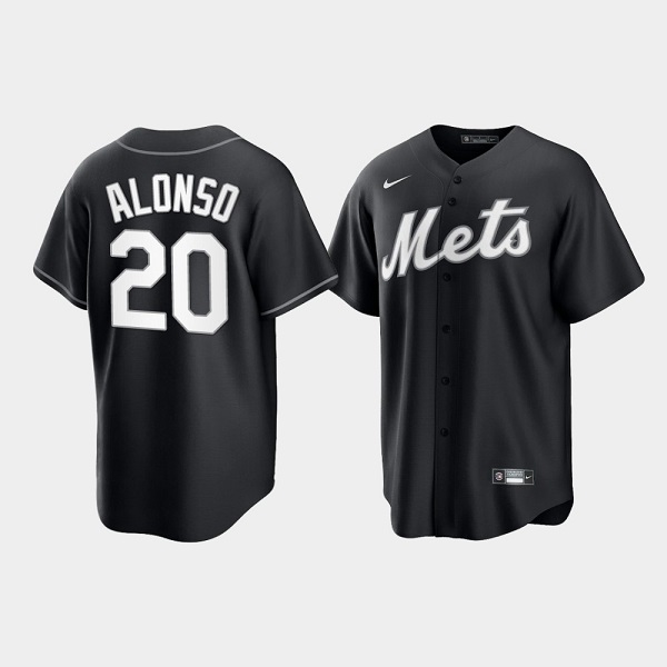 Men's New York Mets #20 Pete Alonso Black Cool Base Stitched Baseball Jersey - Click Image to Close